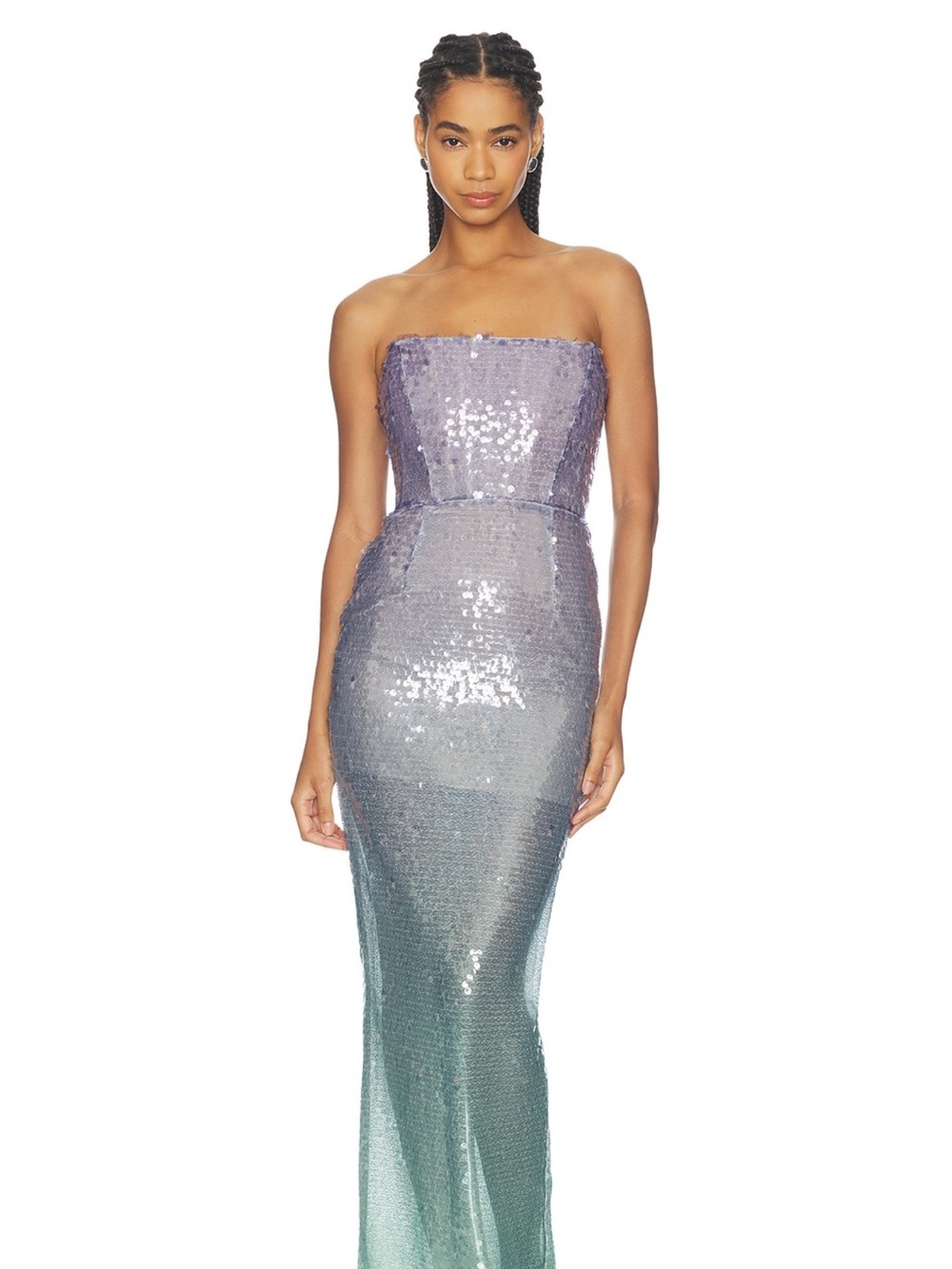 Bronx and Banco Strapless Sequin Ombre Gown in Purple and Teal